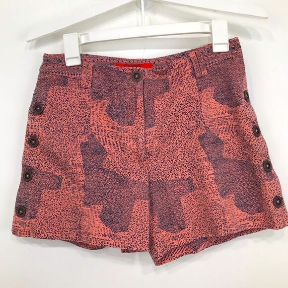 Anthropologie Cartonnier Island Hopper Peach Navy Speckle Button Side Shorts - Picture 1 of 16